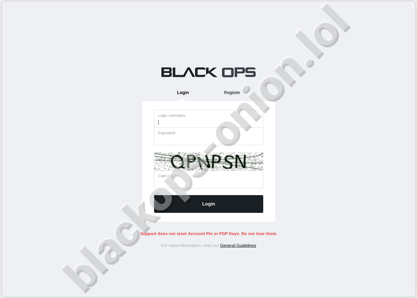 Blackops Market Secure Login Interface 2026